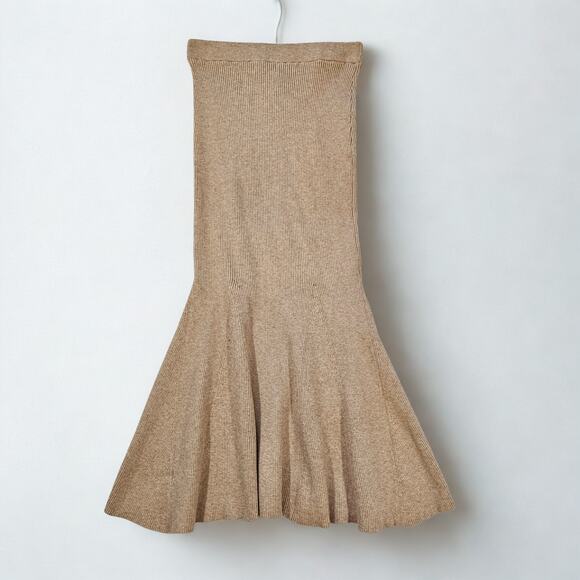 En Saison Beige Gweneth Pull-on Ribbed Trumpet Skirt - Picture 6 of 12